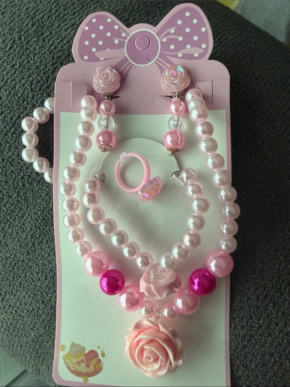 Pink Rose Pearl Jewelry Set - Kids Jewelry
